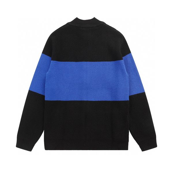 

autumn and winter men's knitwear women's sweater hoodie acquard knitting machine casual zipper details standing neck round neck co, Black;brown