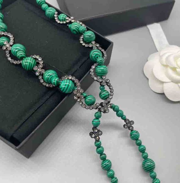 

2023 luxury quality charm pendant necklace with green nature shell beads in black plated have box stamp ps7606b, Golden