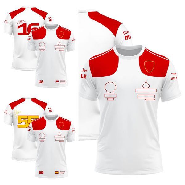 

f1 2023 official t-shirt summer racing red quick-drying breathable casual sweatshirt plus size team uniform customization, White;black
