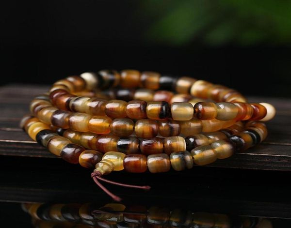 

selected mountain tortoise shell bracelet with blood thread transparent high secret text playing buddhist beads bracelet 108 neckl1242175, Black