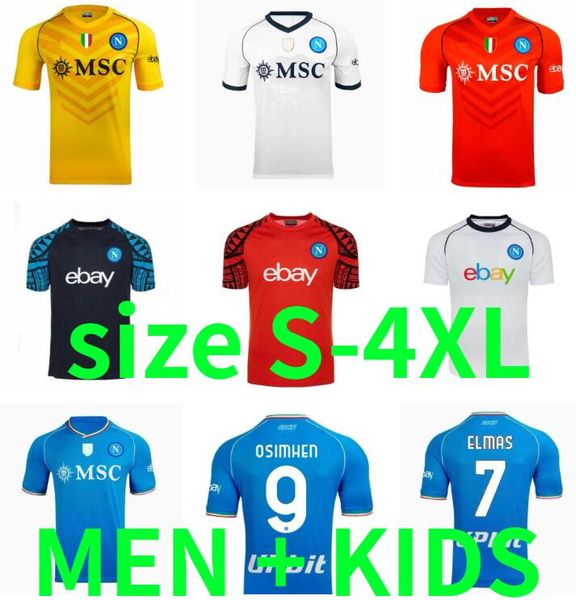 

men kids kit 23 24 napoli soccer jersey naples football shirt 2023 2024 koulibaly h.lozano camiseta de futbol insigne maradona maillot foot, Black;yellow