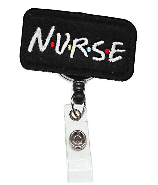 

10pcslot black nurse letter felt id badges card holder medical retractable reel plastic id badge holder nurse yoyo badge reel7047983, Gray