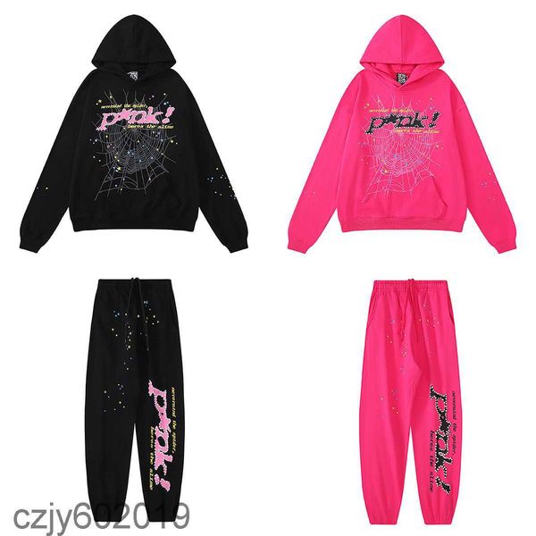 

youngthugsp5der 555555 pink fashion street loose men's and women's hoodie, Black