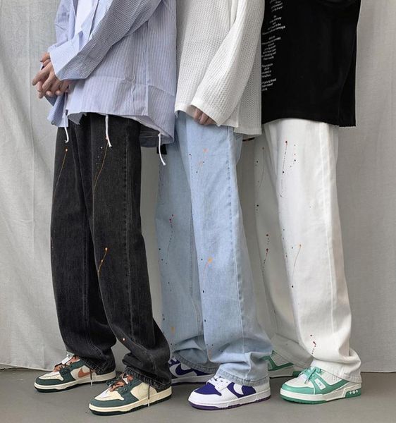 

men039s jeans 2022 fall style lacquer mens wideleg straightleg pants autumn high street loose pants4931216, Blue