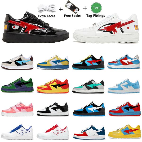 

r sk8 sta casual shoes fashion women men sk8 sta platform pantent leather black white sharks color camo combo pink abc camos blue loafers sn