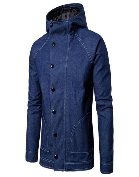 

jeans jacket men hooded design casual denim jacket men039s coat streetwear windbreaker black blue9183318, Black;white