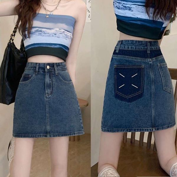 

l size skirt womens clothing spring style fat sisters slimmer denim a line short, Black