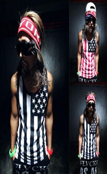 

whole fashion men tank tshirt muscle sleeveless vest shirt men039s summer vest fashion hipop usa national flag tank t5085446, White;black