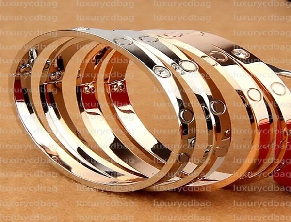 

with diamond 18k gold plated fine quality bangle classic fashion love screw bracelet for womengirl wedding mother039 day jewel2552081, Black