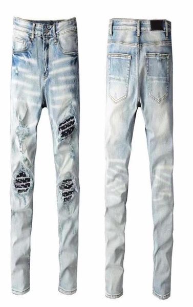 

designer men jeans hiphop fashion zipper hole wash jeans pants retro torn fold stitching mens design motorcycle riding cool slim 2989570, Blue