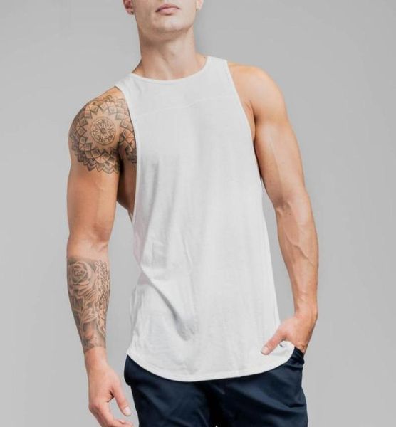 

men039s tank men gym bodybuilding summer solid cotton muscle stringer athletic fit tanks male man fashion tees clothing6895211, White;black