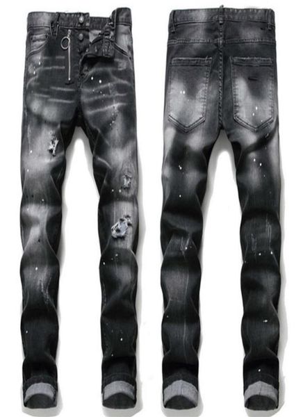 

mens rips stretch black jeans fashion slim fit washed motocycle denim pants panelled hip hop trousers slimfit elastic trousers ks9731629, Blue