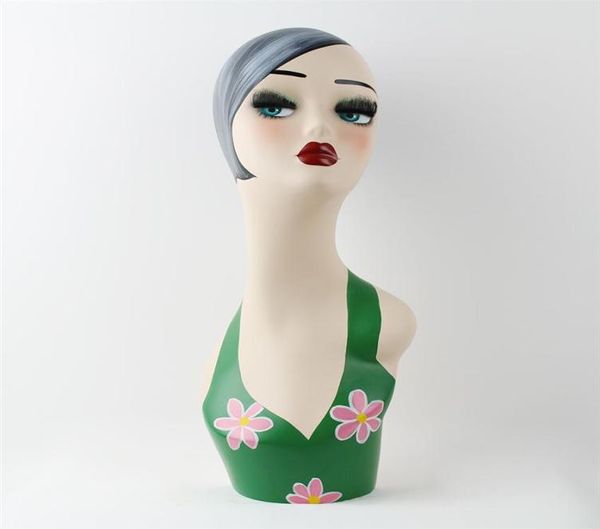 

fiberglass female hand painted mannequin head for jewelry hat and wig display collection decoration ems 203s5862165, White