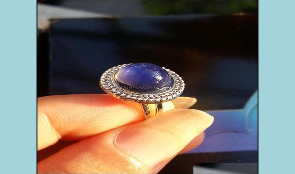 

band rings jewelry mood ring large oval crystal color changing temperature sensing adjustable size drop delivery 2021 dhiyv4297253, Silver