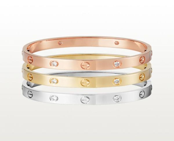 

love screw bracelet designer bracelets 4 diamonds bangle luxury jewelry accessories titanium steel alloy goldplated never fade no1792534, Black