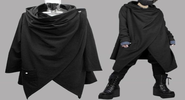 

incerun fashion men trench coats long sleeve solid streetwear punk style men cloak cape vintage cotton casual irregular jackets9345010687, Black;brown