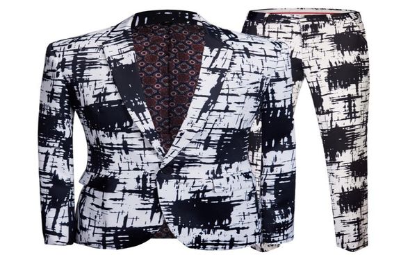 

personality trend men039s printing suit europe and the united states fashion nightclub bar men singer stage suit sets m5xl8995228, White;black
