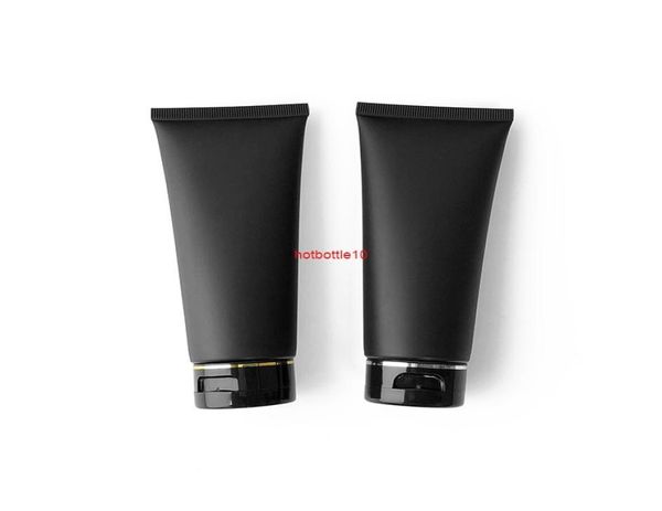 

100ml 50pcs empty matte black soft tubes refillable plastic lotion squeeze cosmetic packaging cream tube flip lids containerfor s8001657