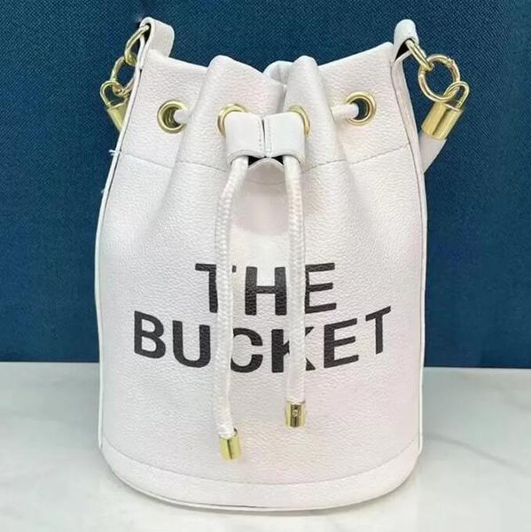 

the lady luxury leather bucket bag womens men designer marc tote classic drawstring shoulder fashion wallet buckets handle purses k00821, Black;red
