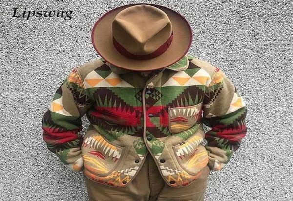 

mens vintage printed long sleeve jackets autumn winter fashion button coats for men casual loose turndown collar outerwear 2111263561557, Black;brown