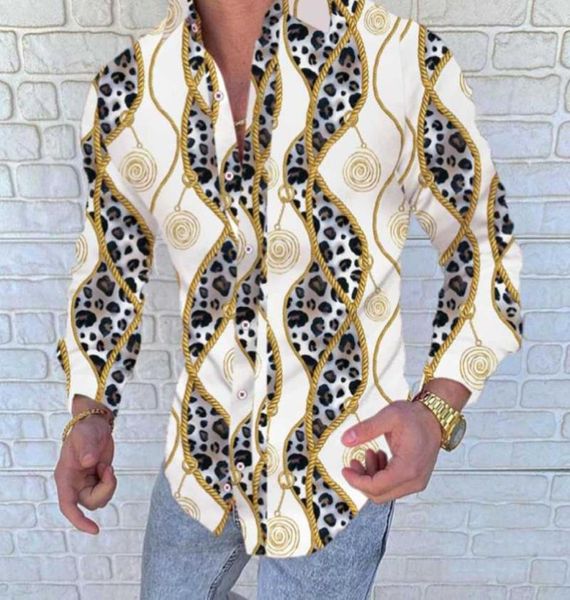 

men039s casual shirts 2021 autumn fashion shirt golden rope printing slim fit male long sleeve holiday party clothing15319189776152, White;black