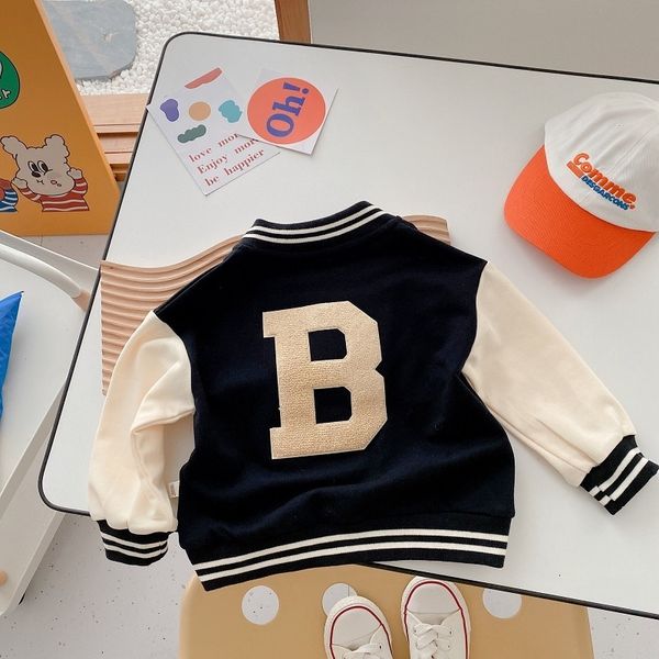 

jackets autumn kids boy baseball jacket 1-7years children long sleeve round neck letter outwear girl coat sportswear toddler clothes 230817, Blue;gray