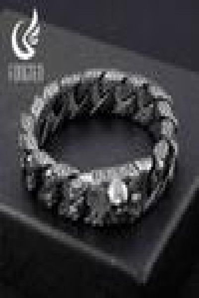 

fongten gothic retro style mens bracelets stainless steel skull franco link curb chain bracelet for men punk fashion jewelry 210321437862, Golden;silver