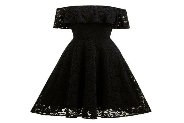 

robe femme embroidery vintage lace dress bridesmaid off shoulder dresses casual party a line plus size dress2459338, White;black