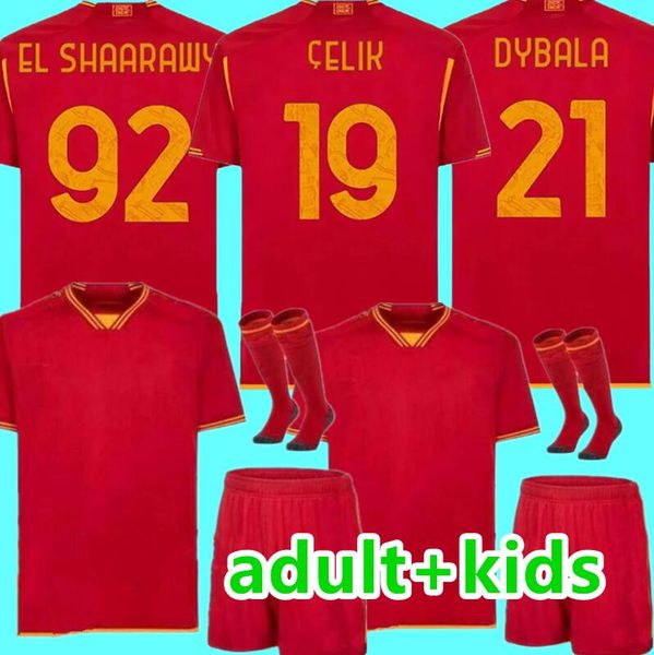 

23 24 dybala romas soccer jerseys maglia pellegrini belotti celik abraham 2023 2024 football shirts mancini kumbulla men kids kit el shaaraw, Black;yellow