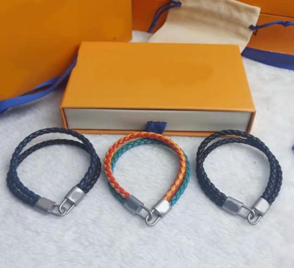

2021 new men039s braided rope leather bracelet fashion personality highquality jewelry6595861, Golden;silver