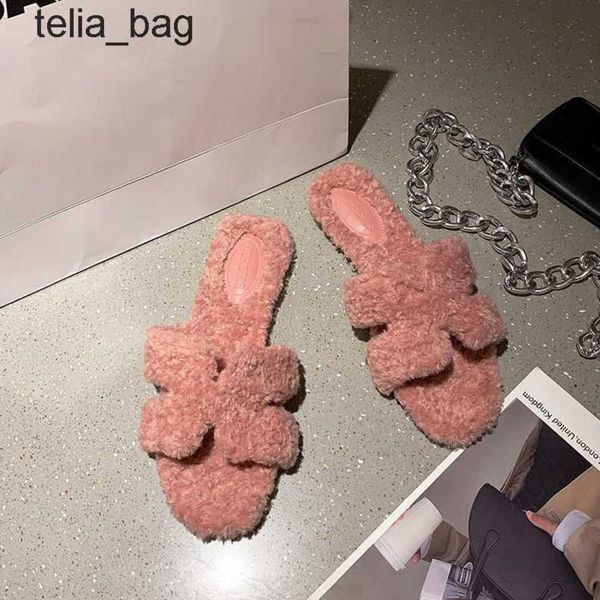 

slipper hermzs one-piece slippers designer wear winter furry bear sandal oran dsigner shoes slippers fur fur summer and autumn women flat bo