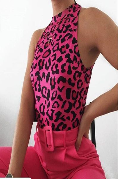 

women summer rompers leopard sleeveless comfortable jumsuits female pink green1926337, Black;white