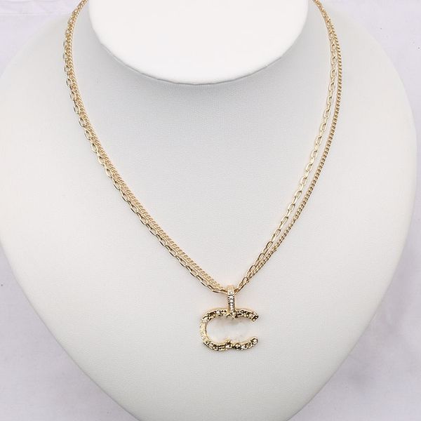 

jewelry necklaces white plated 925 silver graduated luxury brand designers letters geometric famous women round crystal rhinestone gold yili