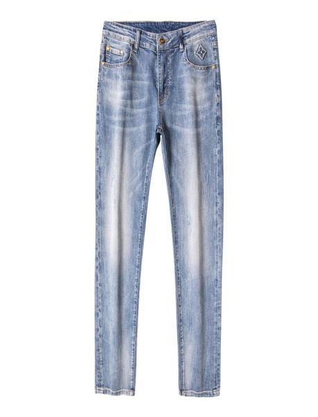 

cotton straight elastic business jeans classic style denim male fashion brands men trousers7081090, Blue