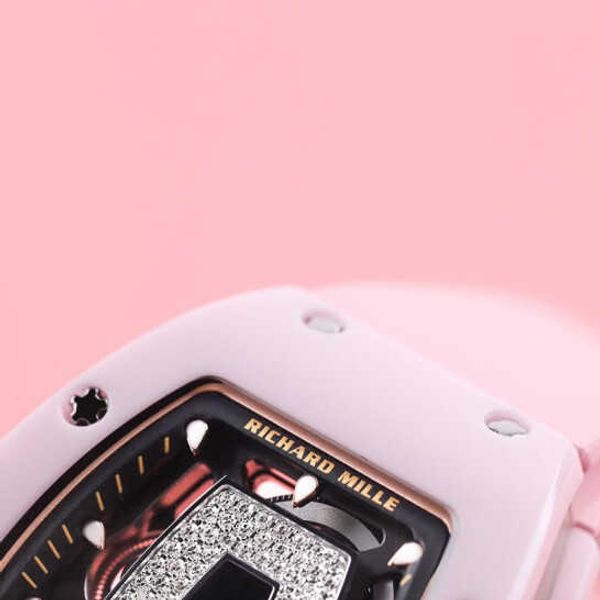 

luxury rm dress wrist watch richardmille casual wristwatches rm0701 powder ceramic side hollow back transparent movement with diamond yi-mzy