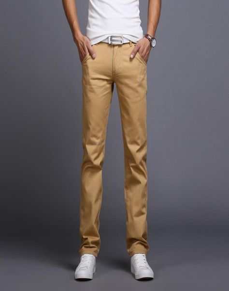 

whole2016 new men business casual slim pants midwaist trousers fashion mens straight cargo pants chinos brand clothing homme7038921, Black