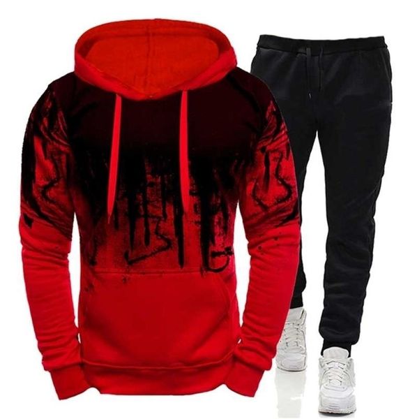 

men039s tracksuit casual camouflage hoodies and pants two piece sets outdoor sweatshirt set fashion jogging suits male clothing6791694, Gray