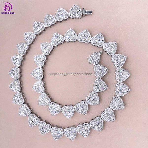 

selling moissanite hip hop jewelry heart-shape necklace vvs moissanite cuban chain necklace, Silver