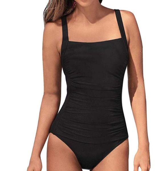 

2020 new vintage one piece swimsuit women swimwear push up bathing suit ruched tummy control monokini retro plus size beachwear mx4776485, White;black