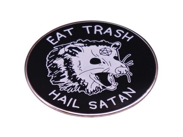 

eat trash hail satan occult possum enamel laple pin012349454860, Blue