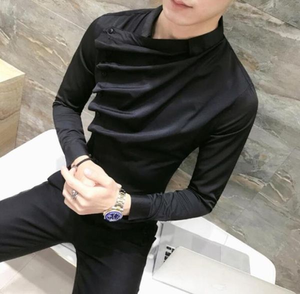 

2019 blouse homme men party dress shirt spring long sleeve slim fit mens shirts tuxedo groom wedding shirt s3xl4194706, White;black