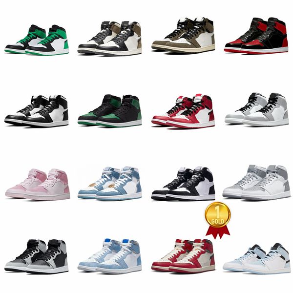 

men 1 high og 1s basketball shoes jumpman lost and found skyline men sneakers university blue space jam patent bred gorge green dark mocha s