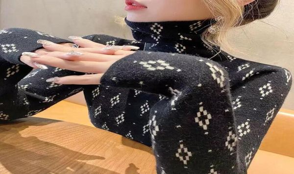 

2022 womens sweater supre stretch turtleneck for keeps warm ribbed knitted pullover puff dress new fashion punk 820652, White;black