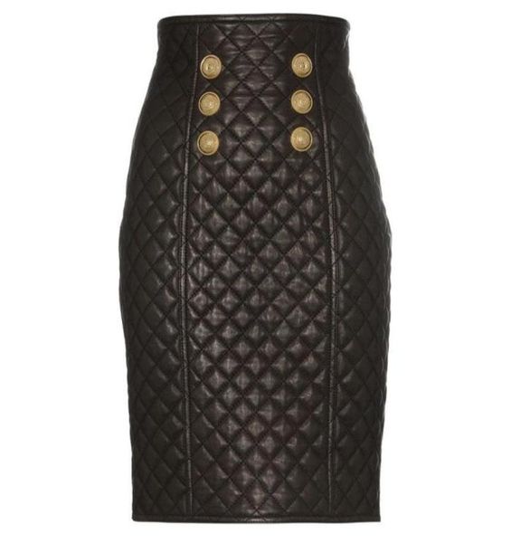 

skirts high end tip goods latest style classic lion button suture ling leather zipper bust skirt of tall waist9023387, Black
