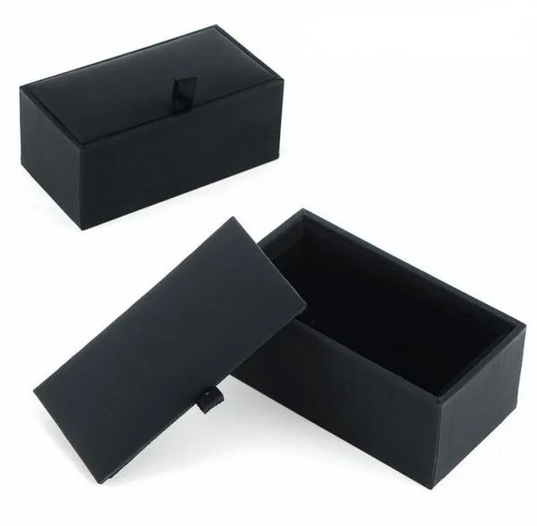 

100pcslot black cufflink box gift case holder jewelry packaging boxes organizer blackzz, Black;gray