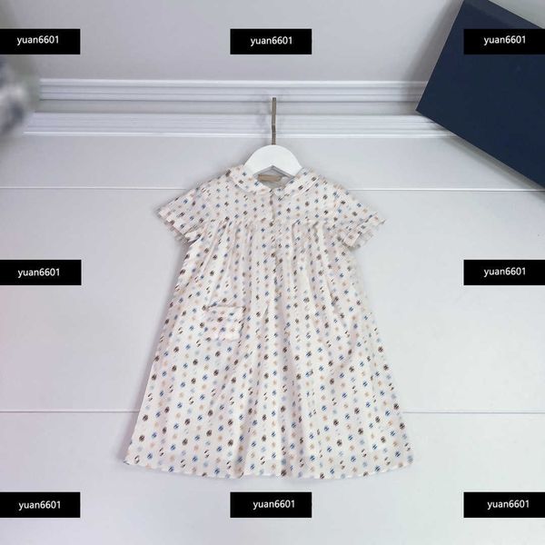 

luxury girls dresses lapel design kids designer clothes fine floral print baby summer skirt new arrival size 90-160 cm mar14, Red;yellow