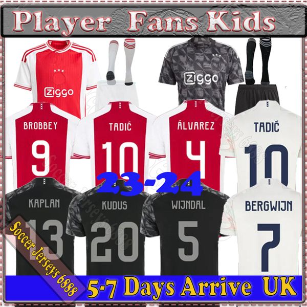 

tadic 2023 2024 soccer jerseys kid kit home bassey berghuis third black bergwijn cruyff away retro football shirts men uniforms special fan, Black;yellow