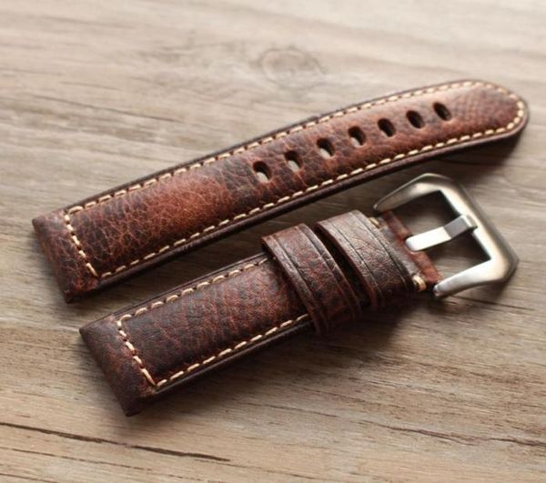 

2019 new design retro leather watchbands version classic men039s watch band 20 22 24 26mm for panerai strap wristb8856166, Black;brown