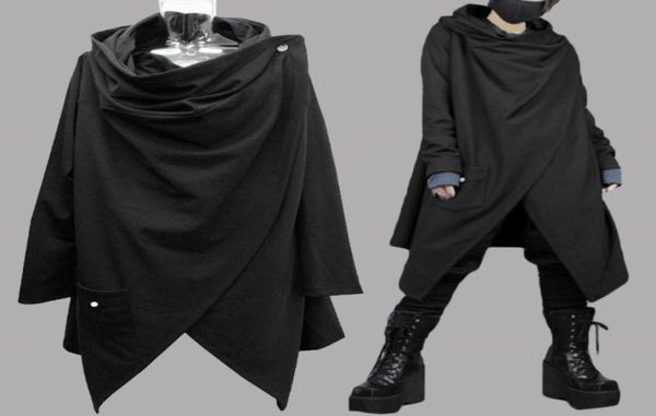 

incerun fashion men trench coats long sleeve solid streetwear punk style men cloak cape vintage cotton casual irregular jackets9346684443, Black;brown