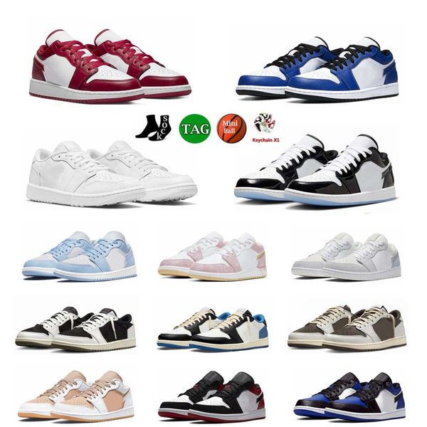 

jumpman 1 1s low og basketball shoes men women golf black phantom dark reverse mocha chicago lost found starfish patent bred trainers sports